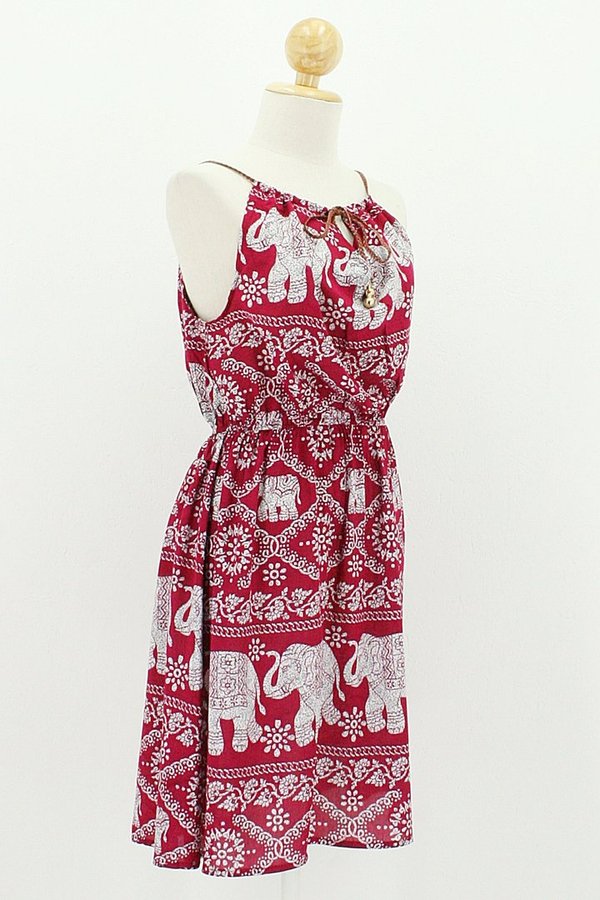 Lockeres Sommerkleid Dolly Rot mit Elefanten