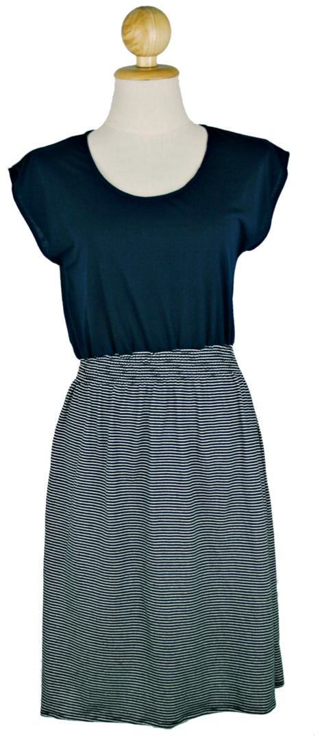 Baumwollkleid Donna Streifen schwarz/blau